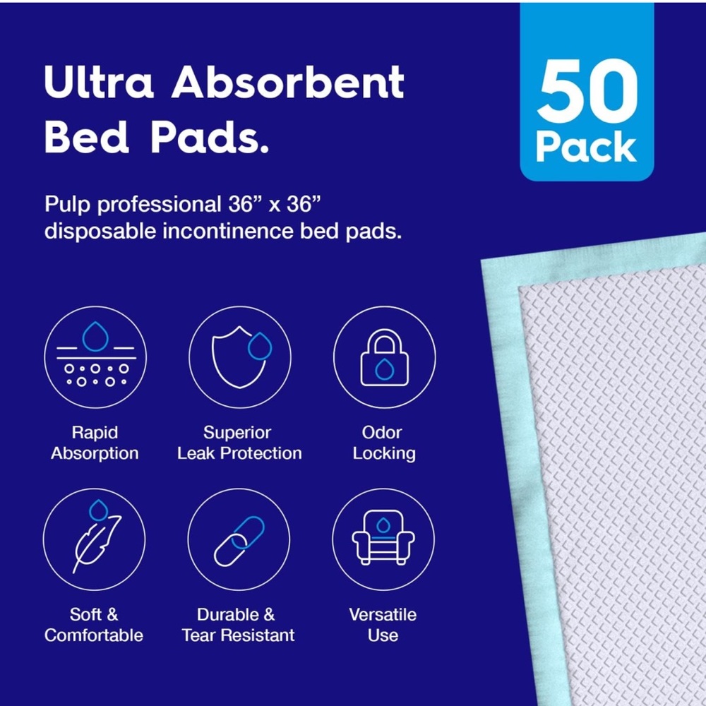 New 50 x Extra Large 36" x 36" Ultra Absorbent Disposable Incontinence Bed Pads - Picture 2 of 6